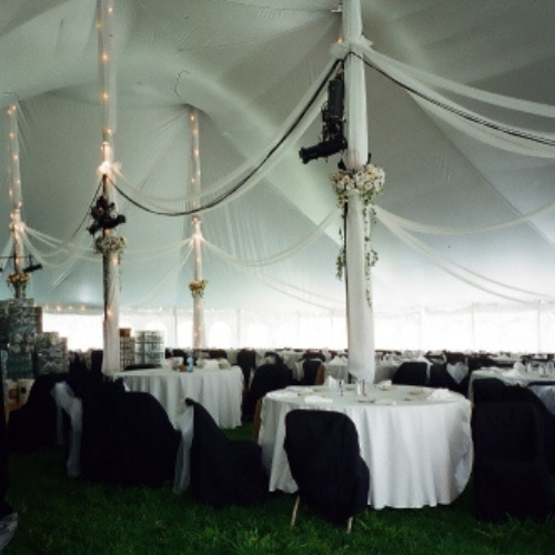 Wedding setup underneath a tent