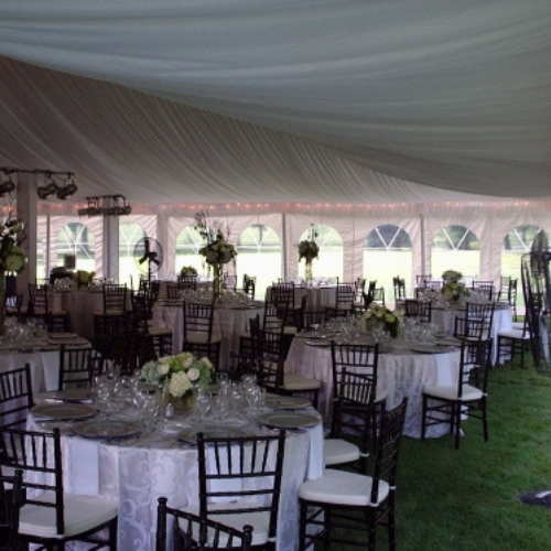 Wedding setup underneath a tent