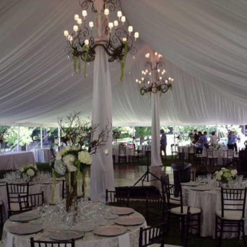 Wedding setup underneath a tent