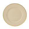 10 Wide Rim, Ivory w/Gold Band Dinner Plate