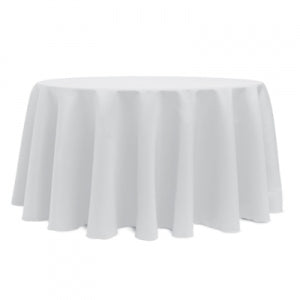 White 120 cotton/polyester round tablecloth